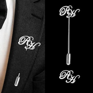 Personalized Initial Name Lapel Pin | Custom Name Brooch Pin | Wedding Gift for Groom, Groomsmen & Best Men | Wedding Accessories for Men