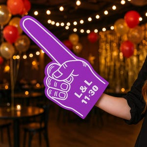Custom Text Message Foam Finger – Giant Game Day Foam Finger with Custom Printed Message | Game Day, Event & Wedding Foam Finger