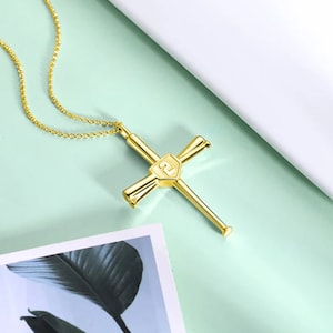Gold Baseball Cross Necklace | Personalized Baseball Bat Number Necklace for Men & Women | Sports Jewelry Gift for Baseball Fans