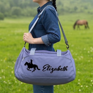 Bolsa esportiva personalizada para equitação com nome | Bolsa de viagem para equitação | Presente de fim de semana personalizado e à prova d&#39;água para cavaleiros