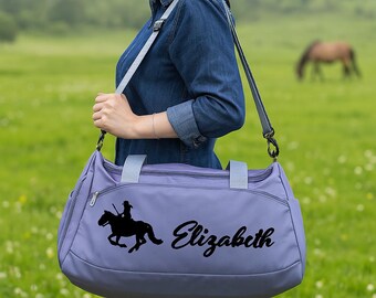 Tote Bag Cavalière Humour 'J’peux Pas Mon Cheval M’attend' - Sac Cabas Rose, Polyester, Imprimé En France