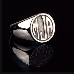 Anillo con sello y monograma en bloque: iniciales personalizadas en plata y oro / Joyas personalizadas / Regalo para hombres y mujeres