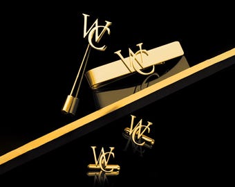 Custom Lapel Pin, Initial Lapel Pin and Cufflinks Set, Name or Initial Brooch Pin | Wedding Accessories for Groom & Best Men, Gift for Men