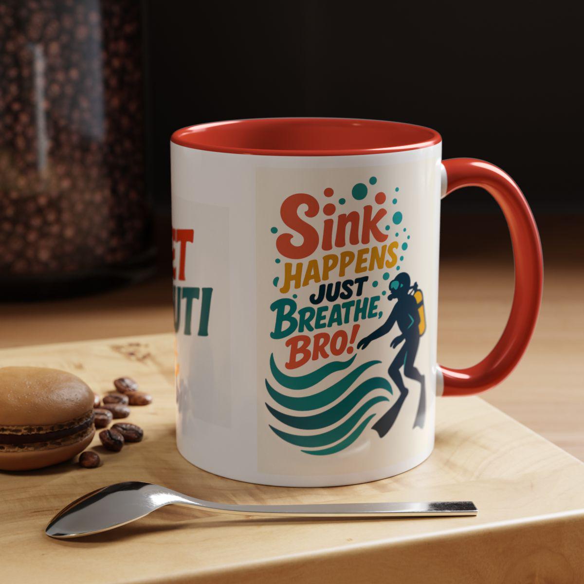 Scuba Dive Coffee Mug, Funny Nautical Diver Gift, Just Breathe Bro Diving Cup, Dive Instructor Gift, Underwater Ocean Lover Accent Mug