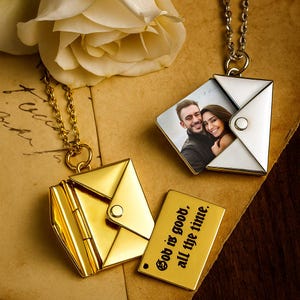 Personalized Love Letter Necklace – Envelope Locket Necklace with Secret Message | Romantic Gift for Her, Wife, Girlfriend, Mom