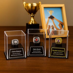 Personalized Championship Ring Display Case – Custom Acrylic Box for Football, Baseball, or Softball Rings – Sports Ring Keepsake Gift