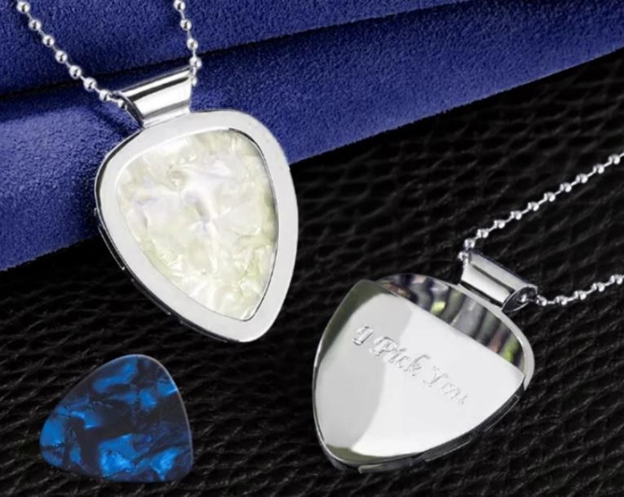 Collier Pendentif Plectre/guitare Personnalisable – Acier Inoxydable 316L, Gravure Photo/texte, Style Hip-hop Rock