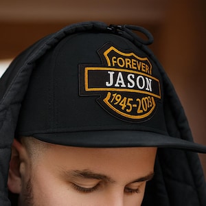 Embroidered RIP Name Patch | Custom Memorial Shield Biker Patch for Hats, Jackets, Vests & Motorcycle Riders Tribute Gift