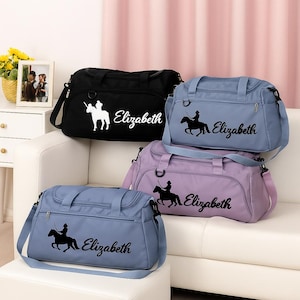 Bolsa de Viagem Personalizada para Passeios a Cavalo com Nome | Bolsa de Viagem para Pernoite no Equestre | Presente à Prova D&#39;água para Cavaleiros