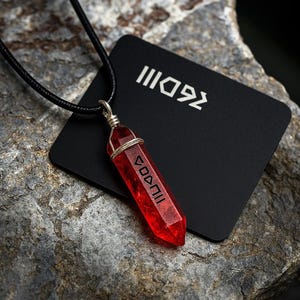 Custom-made Kyber Crystal Necklace | Personalized Sci-Fi Lightsaber Pendant | Galactic Text Jewelry