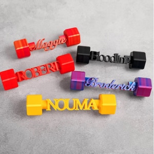 Personalized Name Dumbbell | Custom Full Size Gym Decor for Men & Women | Fitness Coach Gift | Bodybuilder Shelf Display