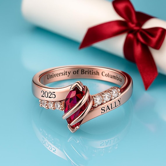 Class of 2025 Graduation Ring – Personalized Birthstone Name