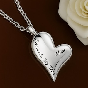 Custom Heart Urn Necklace | Memorial Cremation Pendant | Forever in My Heart Keepsake Jewelry | Stainless Steel Ash Necklace Pendant