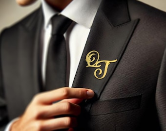Personalized Initial Name Lapel Pin | Wedding Gift for Best Man & Dad | Initial Brooch Pin | Custom Monogram Pin | Men’s Wedding Accessories