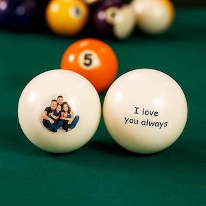 Personalized Billiards Cue Ball w/ Photo | Engraved Pool/Snooker Ball Gift for Dad, Him, Her | Father&#39;s Day, Birthday Gift