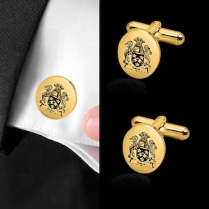 Abotoaduras personalizadas com brasão de família douradas - Abotoaduras personalizadas com brasão de armas prateado, abotoaduras com logotipo da universidade, presente de casamento para noivo
