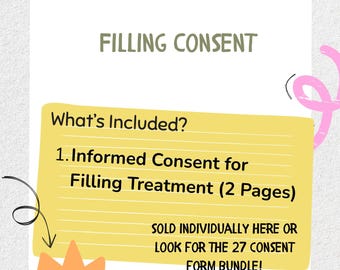 Toestemmingsformulier voor tandartspraktijk, digitale download, geïnformeerde toestemming voor het invullen van de behandeling, Google-toestemmingsformulier voor Google-documenten