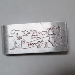 Aluminum Money Clip Hawaiian Islands Vintage