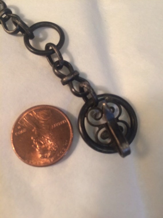 Antique Black metal Lariat necklace - image 4