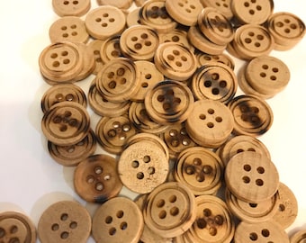 Burned four hole buttons