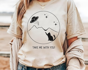 UFO Shirt, Cat UFO Shirt, Ufo T Shirt, Cat Ufo T Shirt, Funny Cat T Shirt, Gift for Cat Lover, Cat Shirt Men, Cat Shirt Women, Funny Ufo Cat