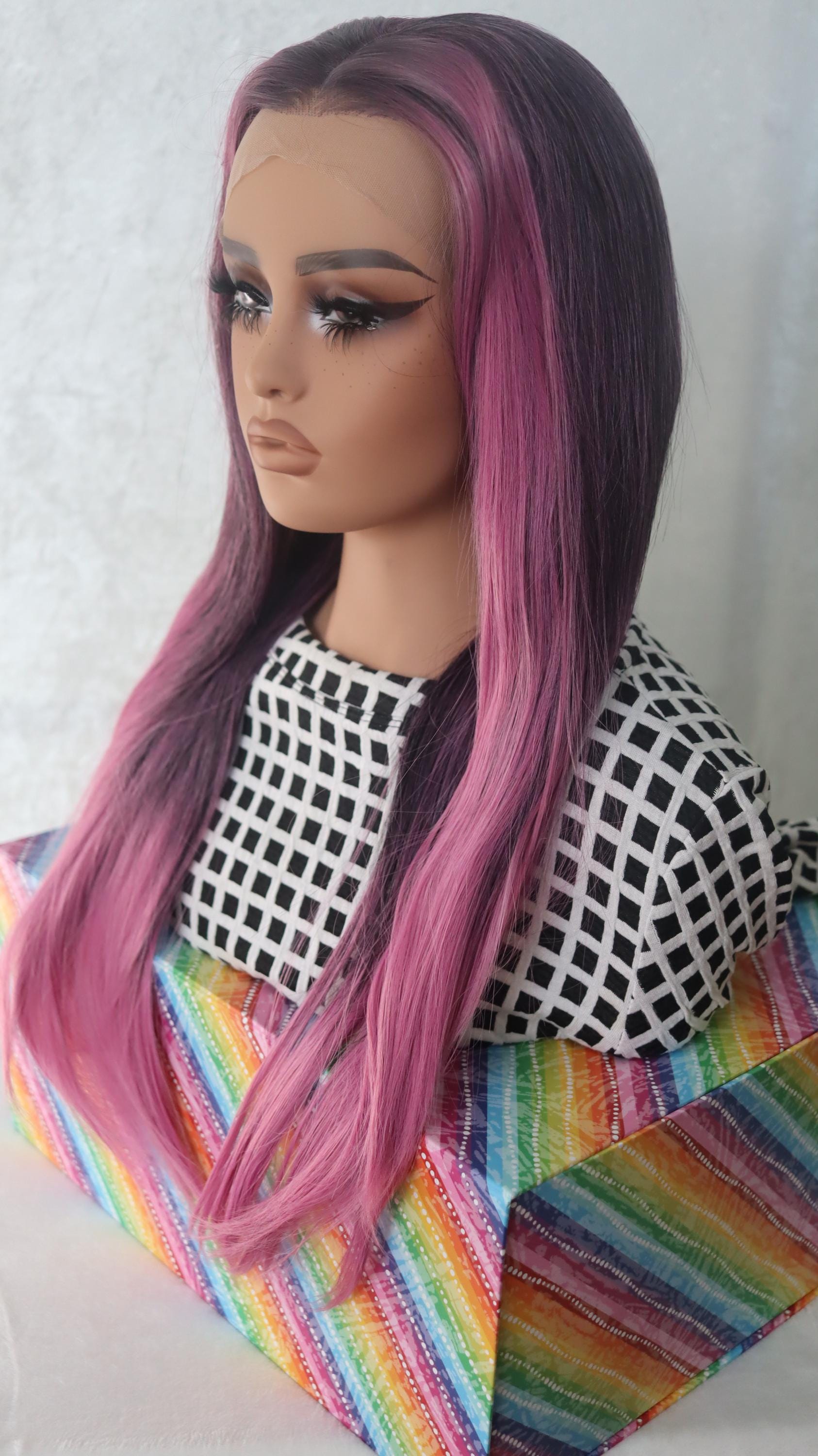 Parrucca Lunga Rosa Donna: Accessori,e Vestiti Di Carnevale Online - Foto 7