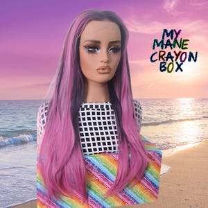 Vibrant Fuchsia Pink Straight Lace Front Wig – 22&quot; Glueless  High Quality Synthetic Wig with Dark Undertones & Face-Framing Highlights