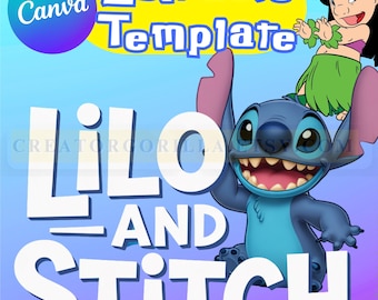 Lilo & Stitch typsnittsmall Canva: Redigerbar bokstavskonst + 10 PNG-filer (digital nedladdning)