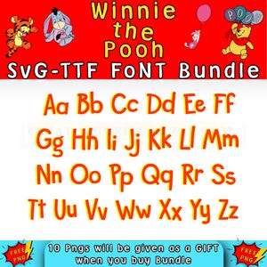 Winnie The Pooh SVG TTF Font Bundle, Winnie The Pooh Font, Personalized Pooh Text, Pooh Font Svg, Winnie The Pooh Svg,  Winnie The Pooh Png