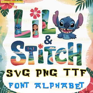 Lilo and Stitch Font Bundle SVG PNG TTF Files, Cute Alphabet Numbers  Symbols, Stitch Text Logo, Editable Stitch Svg, Personalized Text