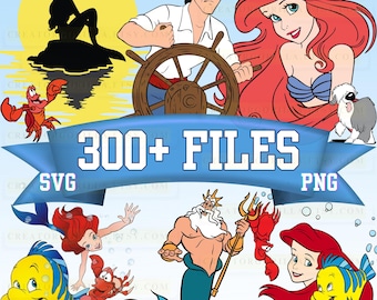 Kleine zeemeermin Ariel SVG PNG-clipartbundel (digitale download)