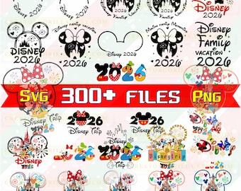 Family Vacation 2026 Svg Png Font Bundle, Matching Cartoon Group Outfits, Mickey Minnie Castle Design, Christmas Trends, DIGITAL DOWNLOAD