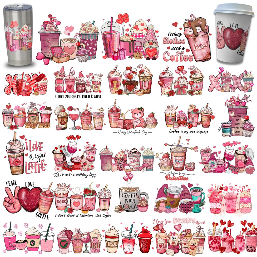 Valentines Day Coffee Png Bundle,valentine Coffee Sublimation Designs ...