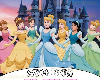 Princess SVG PNG Bundle: Fairy Tale Cliparts for Birthday Shirts (Digital Download)