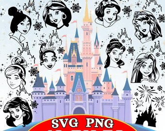 Princess Silhouette SVG Bundle, Castle Designs (40 Files)