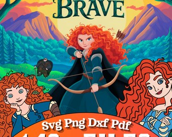 Pakiet SVG PNG Księżniczki Meridy, ponad 140 plików clipart Meridy Brave, Szkockie Wzory Księżniczek, Królowa Elinor Niedźwiedź Png, Dzielna Dziewczyna Png