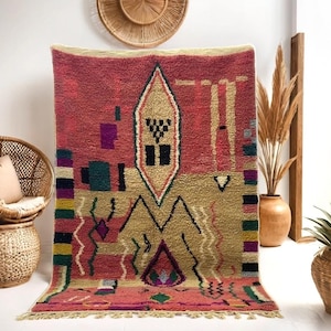 Boujaad Living Room Rug - Home Decor Area Rug 5x7 - Custom Rug Style Mat - Boujaad Rose Carpet