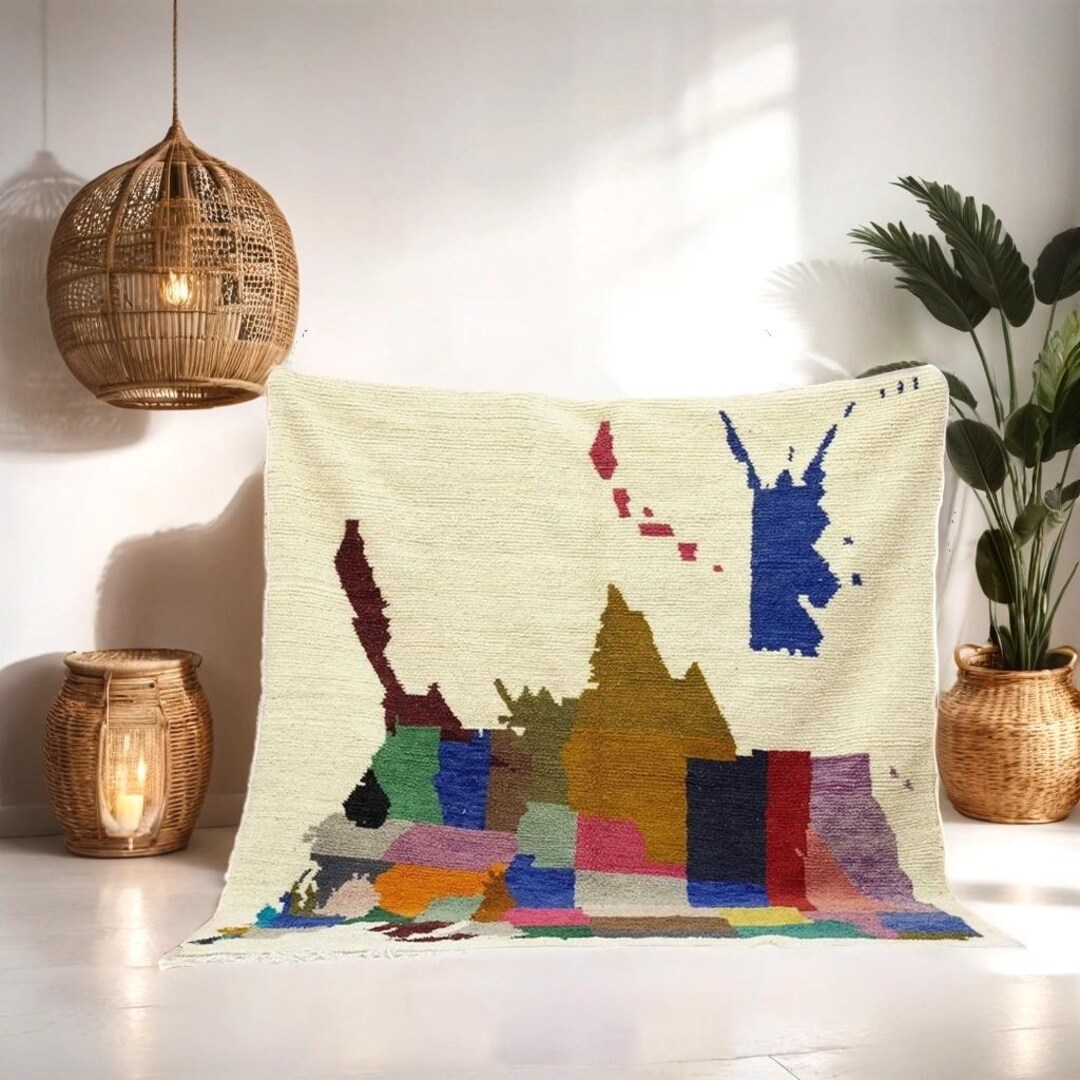 Image showcasing Traditional Berber Moroccan Style, Large Area Rug, Beni Ourain Rug ...