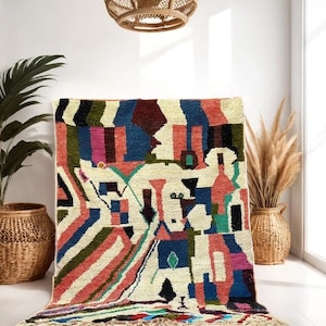Berber Moroccan Costum rug - Moroccan Woolen carpet - New Azilal rug - Beni ouarain style - New Beni ouarain rug - fine berber rug