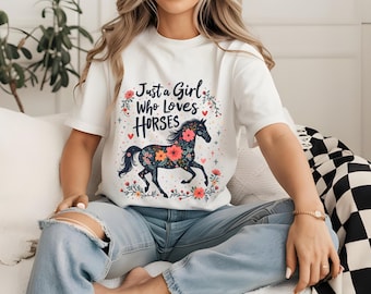 Just a Girl Who Loves Horses PNG, Horse Lover SVG for Women, Equestrian Cowgirl JPEG, Cute Western Horse Digital Design, Farm Ranch Style