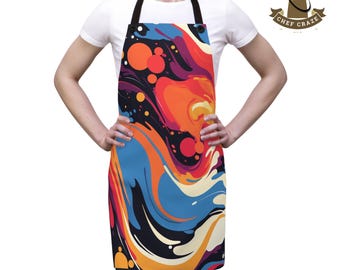 Abstract Chef Apron, Kitchen Pinafore, Minimalist Pinafore for Women, Cute Kitchen Apron