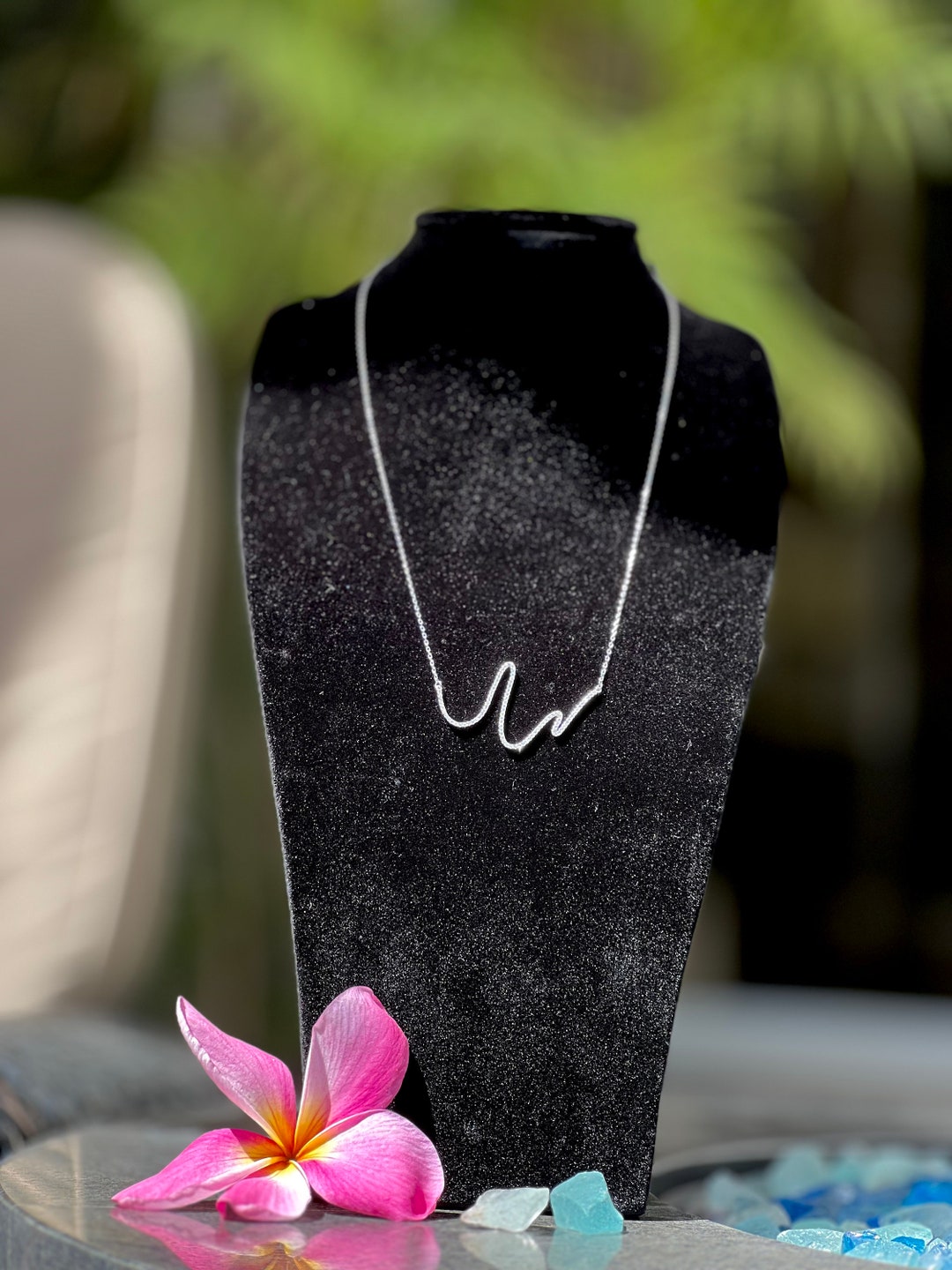 Gold-Plated Heartbeat Necklace with Stone Accent