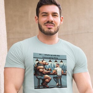 Funny Gay Bear Shirt, Hilarious Manscaping Talk, Bar Scene, LGBT Pride, Muscle Bear Tee, Retro Art, Gay Humor Gift image 9