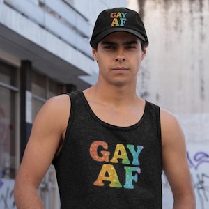 GAY AF Tank Top LGBTQ Glitter Like Rainbow Pride | Funny Gay Festival Muscle Shirt for Twinks, Queens, Allies | Sparkle Gay Pride Apparel