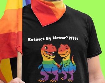 Gay Dinosaur Pride Shirt | Cute Rainbow TRex Couple LGBTQ | Funny Prehistoric Love Graphic Tee | LGBTQ Pride Month Shirt Gift | Gay Tshirt