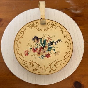Vintage Floral Painted Crumb Catcher Silent Butler