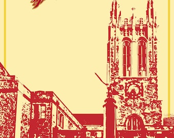 Boston College Eagles Poster (8x10, 16x20), Kastanienbraun und Gold, Vintage / Retro-Thema, BC Banner, Gasson Hall (DIGITAL)