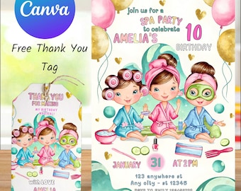 Spa Birthday Party Invitation: Girls Pamper Day (Digital Download)