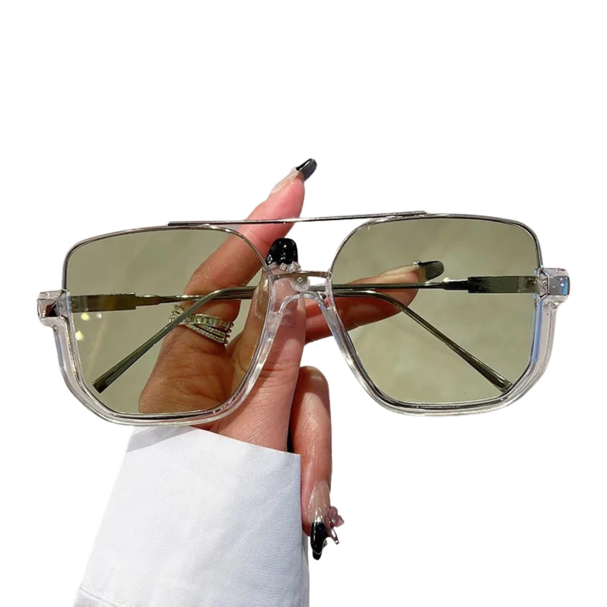 Oversized Square Frame Sunglasses, Retro Fashion Eyewear 