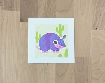 Armadillo Limited Edition Mini Risograph Print